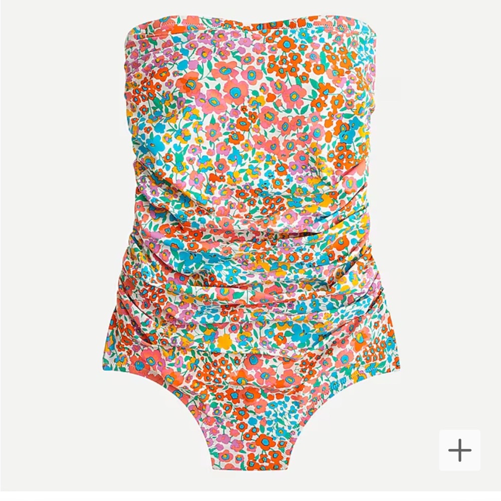 J Crew Ruched Bandeau one piece Size 14